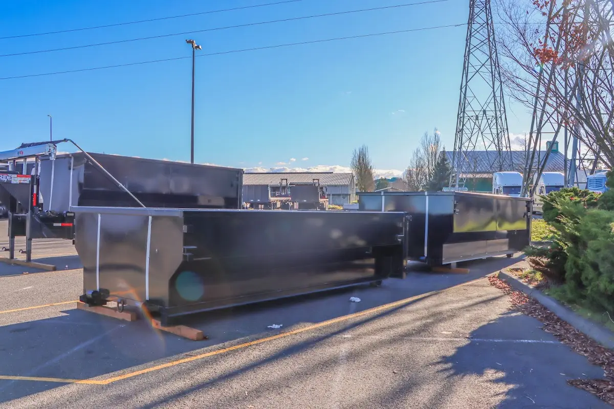Roll-off dumpster ready for waste disposal at job site for 2 Yard Dumpster Rental in Souderton
